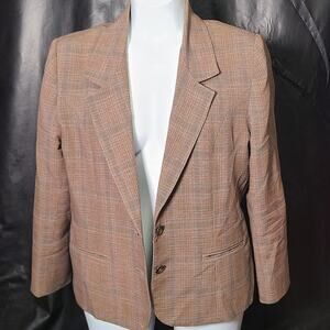 Vintage 70s Inner Vision Ship n Shore plaid padded shoulder blazer size 14